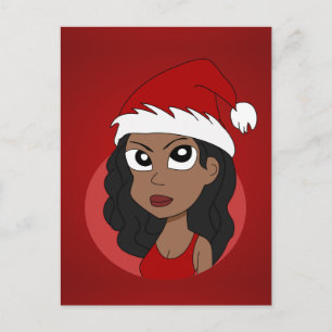Kerstmeisje cartoon feestdagenkaart