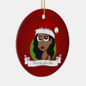 Kerstmeisje cartoon keramisch ornament (Rechts)