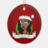 Kerstmeisje cartoon keramisch ornament (Links)