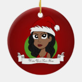 Kerstmeisje cartoon keramisch ornament (Achterkant)