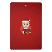 Kerstmeisje cartoon mini klembord (Achterkant)
