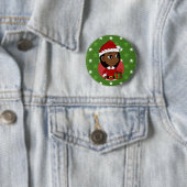 Kerstmeisje cartoon pinback ronde button 5,7 cm (In situ)