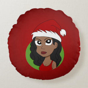 Kerstmeisje cartoon rond kussen