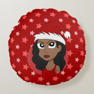 Kerstmeisje cartoon rond kussen