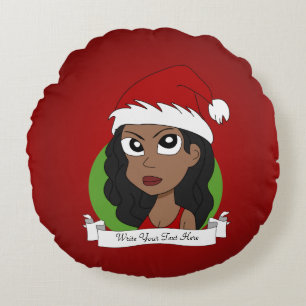Kerstmeisje cartoon rond kussen