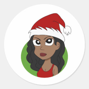 Kerstmeisje cartoon ronde sticker