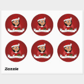 Kerstmeisje cartoon ronde sticker (Vel)