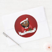 Kerstmeisje cartoon ronde sticker (Envelop)