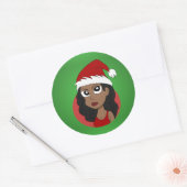 Kerstmeisje cartoon ronde sticker (Envelop)