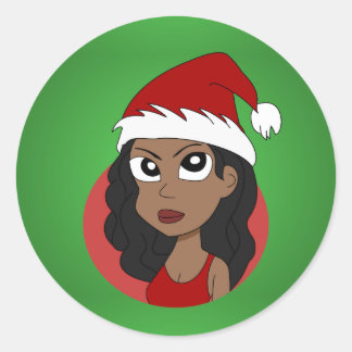 Kerstmeisje cartoon ronde sticker