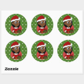 Kerstmeisje cartoon ronde sticker (Vel)