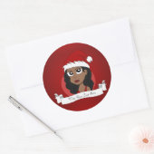Kerstmeisje cartoon ronde sticker (Envelop)