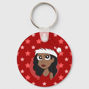 Kerstmeisje cartoon sleutelhanger