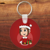 Kerstmeisje cartoon sleutelhanger (Voorkant)