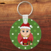 Kerstmeisje cartoon sleutelhanger (Voorkant)