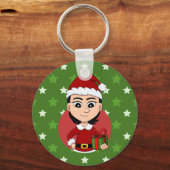 Kerstmeisje cartoon sleutelhanger (Voorkant)