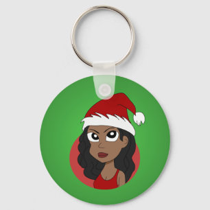 Kerstmeisje cartoon sleutelhanger