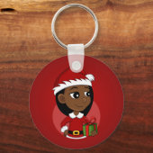 Kerstmeisje cartoon sleutelhanger (Voorkant)