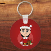 Kerstmeisje cartoon sleutelhanger (Voorkant)