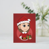 Kerstmeisje cartoon vakantie briefkaart (Staand voorkant)
