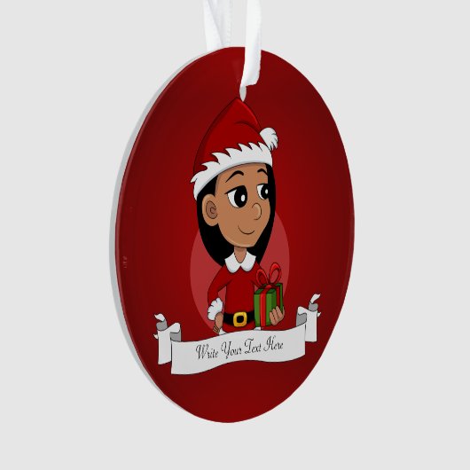 kerstmeisje cartoon-versiering ornament (voorkant)