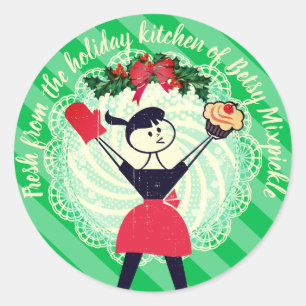 Kerstmeisje cupcake uit de keuken van sticker