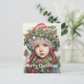 Kerstmeisje Custom 14 van 25 Feestdagenkaart (Staand voorkant)