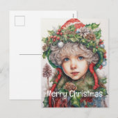 Kerstmeisje Custom 14 van 25 Feestdagenkaart (Voorkant / Achterkant)