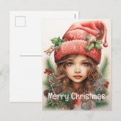 Kerstmeisje Custom 3 van 25 Feestdagenkaart (Voorkant / Achterkant)