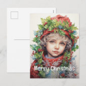 Kerstmeisje Custom 4 van 25 Feestdagenkaart (Voorkant / Achterkant)