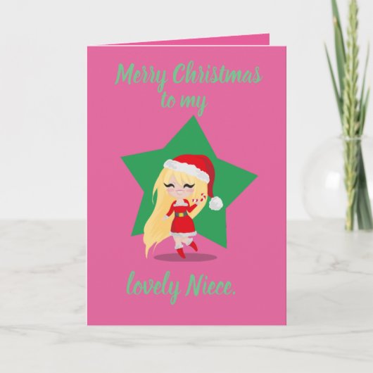 Kerstmeisje. Feestdagen Kaart (Voorkant)