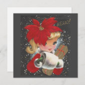 kerstmeisje feestdagenkaart (Voorkant / Achterkant)