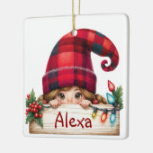 Kerstmeisje Gnome met aangepaste naam Keramisch Ornament (Links)