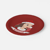 Kerstmeisje/jonge cartoon papieren bordje (Gekanteld)
