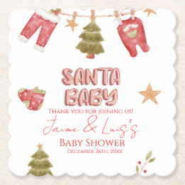 Kerstmeisje Jongens Vakantie Baby Shower Kartonnen Onderzetters