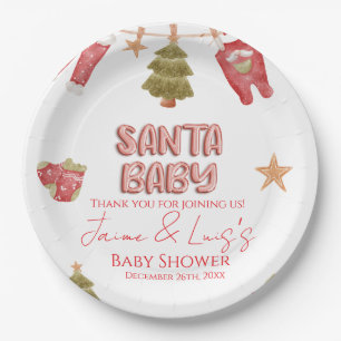 Kerstmeisje Jongens Vakantie Baby Shower Papieren Bordje