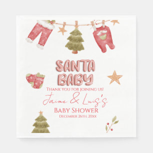 Kerstmeisje Jongens Vakantie Baby Shower   Servet