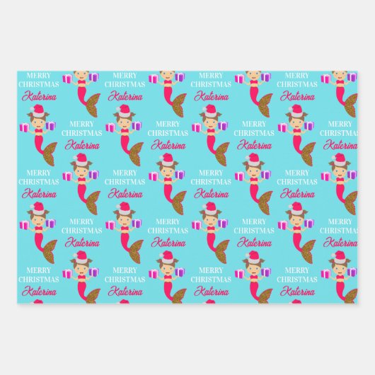 Kerstmeisje kerstman kerstman kerstman kerstman ke inpakpapier vel (Voorkant 3)