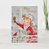  kerstmeisje met cadeautjes feestdagen kaart (Voorkant)