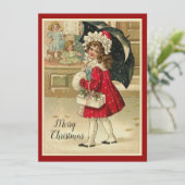  kerstmeisje met cadeautjes feestdagenkaart (Staand voorkant)