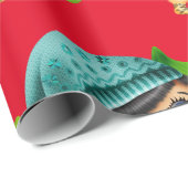 Kerstmeisje met Cartoon-overvallend papier (Rol Hoek)