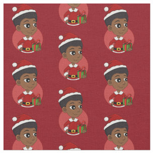 Kerstmeisje met een Afro-cartoon Stof