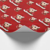 Kerstmeisje met lang bruin haar cadeaupapier (Hoek)