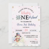 Kerstmeisje ONEderland Sneeuwman uitnodiging (Voorkant)