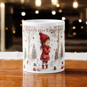 Kerstmeisje Rode Jas Candy Cane Extra Grote Beker