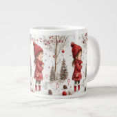 Kerstmeisje Rode Jas Snoepstokken Extra Grote Beker (Voorkant rechts)