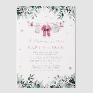 Kerstmeisje roze een vrolijk klein Baby shower Vellum Uitnodigingen