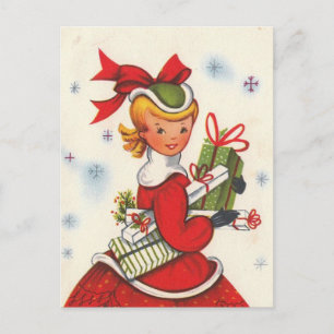 kerstmeisje uit 1950 feestdagenkaart