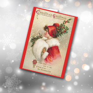 Kerstmeisje Wenskaart Feestdagen Kaart