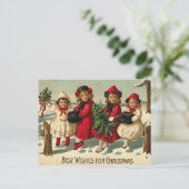 kerstmeisjes in de sneeuw feestdagenkaart (Staand voorkant)